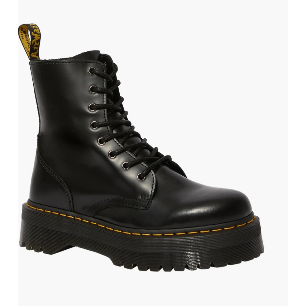 Black Leather Lace-Up Boots
